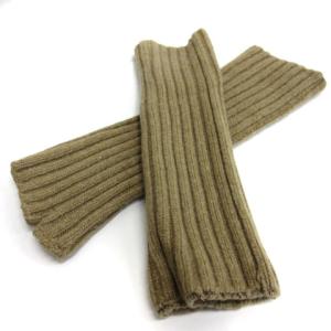 ニット アームカバー アームウォーマー 手袋 指穴 ベージュ