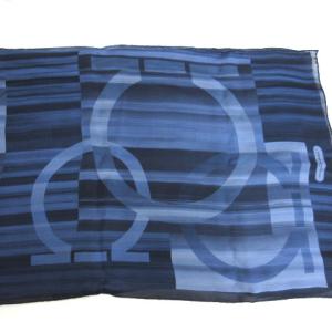 Salvatore Ferragamo ガンチーニ スカーフ ストール 総柄 ブルー