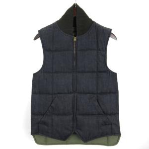 デニム ベスト 中綿 ジップアップ 前開き XS インディゴ