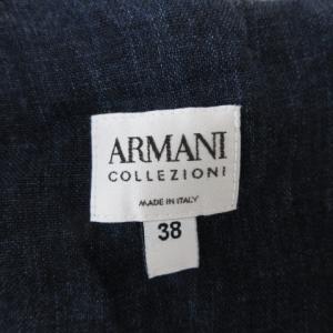 ARMANI COLLEZIONI リネン ワンピース ノースリーブ バイカラー 38 ネイビー ホワイト 221216E