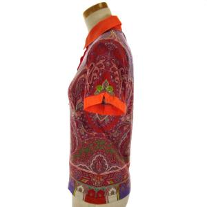 ETRO ポロシャツ 半袖 ペイズリー 総柄 イタリア製 40 オレンジ系 マルチカラー