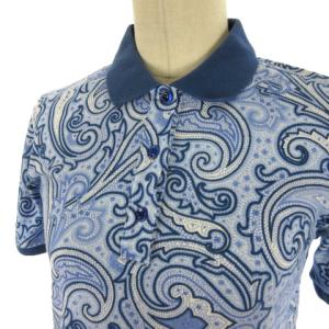 ETRO ポロシャツ 半袖 ペイズリー 総柄 イタリア製 42 ブルー