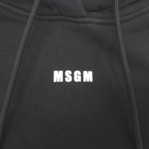 MSGM マイクロロゴ 裏起毛 スウェット パーカー トレーナー 長袖 プルオーバー S ブラック
