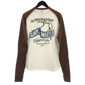 THE REAL McCOY'S サーフ ハンチントンビーチ Tシャツ 長袖 42 ホワイト ブラウン 221020E