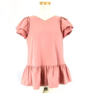 21SS カットソー 半袖 フリル レース 38 ピンク 221110E