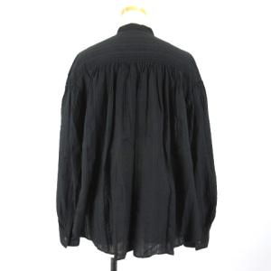 Spick&Span 21AW ドビーストライプ ギャザー ブラウス 長袖 ブラック 221121E