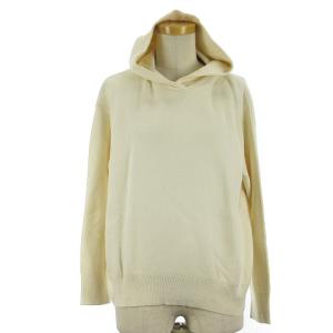 パーカー 長袖 プルオーバー ニット コットン カシミヤ スムース ホワイト 38