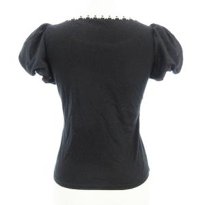 M'S GRACY カットソー Tシャツ 半袖 パフスリーブ フラワーレース ブラック 38