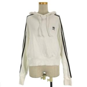 adidas SHORT HOODIE パーカー プルオーバー スウェット 長袖 ホワイト L 221117E