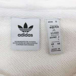 adidas SHORT HOODIE パーカー プルオーバー スウェット 長袖 ホワイト L 221117E