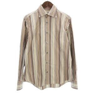 LONDON ストライプ シャツ 長袖 ブラウン系 M