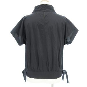 OLD ENGLAND 半袖 カットソー ブラウス リボン ギャザー ブラック 36