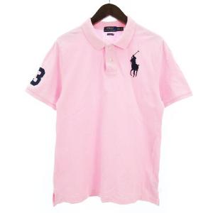 ポロシャツ 半袖 ビッグポニー 刺繍 ピンク XL 18-20