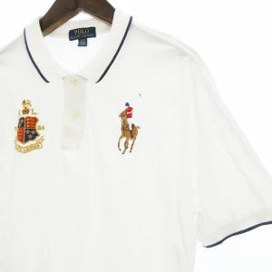 POLO RALPH LAUREN ポロシャツ 半袖 刺繍 ライン ホワイト系 XL 18-20