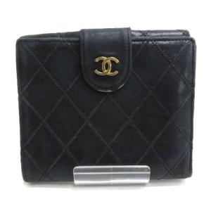 CHANEL マトラッセ ココマーク 二つ折り財布 小銭入れ 札入れ レザー ブラック