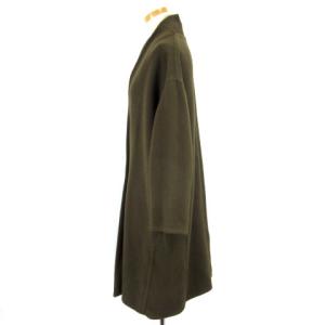 Deuxieme Classe ノーカラー ガウン ロング コート ウール 18-020-500-8010-3-0 F オリーブグリーン