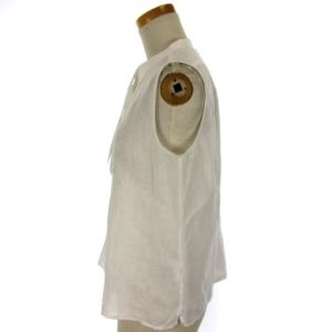 MHL. ノースリーブ シャツ ブラウス ハーフボタン フロントタック リネン 2 ?U ホワイト