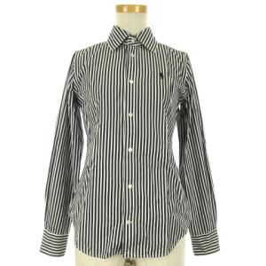 ストライプ シャツ 長袖 7 ブラック ホワイト 230110E
