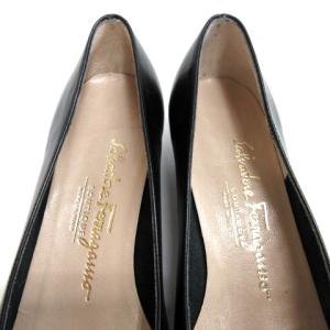 Salvatore Ferragamo ヴァラリボン パンプス チャンキーヒール ポインテッドトゥ 5.5 23cm ブラック