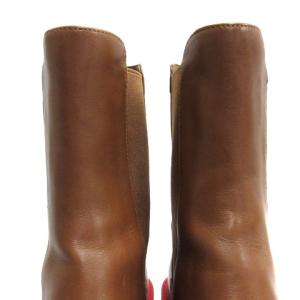 MICHAEL KORS RIDLEY チェルシー サイドゴア ブーツ ロゴ レザー 6M 23cm ブラウン