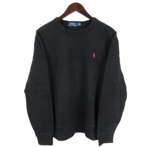 トレーナー スウェット 長袖 裏起毛 ポニー刺繍 M ブラック
