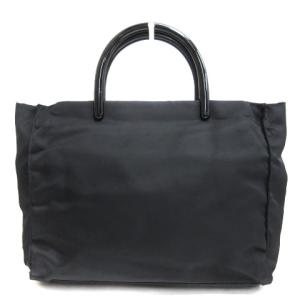 ナイロン ハンドバッグ トートバッグ 三角プレート ブラック