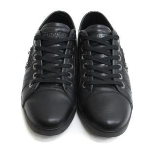 DOLCE&GABBANA CS0649 スニーカー ローカット ロゴプレート レザー ブラック