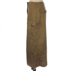 MHL. 18年 ロングスカート フロントボタン リネン混 3 L キャメルブラウン SM0