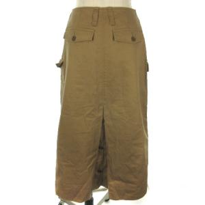 MHL. 18年 ロングスカート フロントボタン リネン混 3 L キャメルブラウン SM0