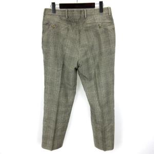 INCOTEX グレンチェック スラックス パンツ ロング ジッパーフライ ウール 46 グレー SM0