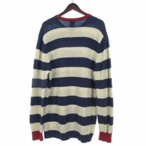 STUSSY セーター ニット 長袖 ボーダー ネイビー系 XL 230207E