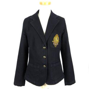 ローレンジーンズ テーラード ジャケット ブレザー エンブレム ワッペン S ネイビー系 AA