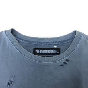 NEIGHBORHOOD スウェット トレーナー 長袖 ダメージ加工 プルオーバー L ライトブルー SM0