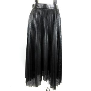 Diagram 22AW サスペンダー パンチング レザーライク プリーツ スカート ロング 36 ブラック