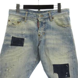 DSQUARED2 Kenny Twist  デニム ジーンズ パンツ パッチワーク ダメージ加工 ペイント加工 インディゴ 44