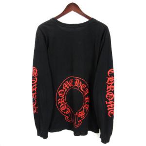 CHROME HEARTS Tシャツ ホースシュー ロゴ プリント ポケット L ブラック レッド
