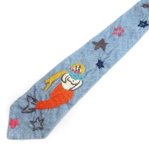 ネクタイ レギュラータイ マーメイド 刺繍 ブルー