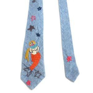 KAPITAL ネクタイ レギュラータイ マーメイド 刺繍 ブルー