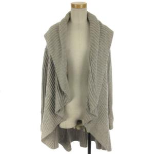 カシミヤ カーディガン ボタンレス 2 M グレー SM0