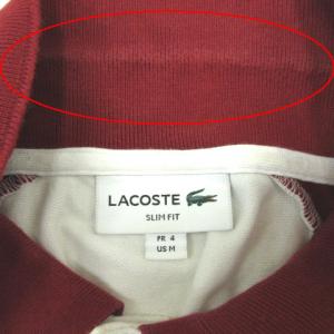 LACOSTE ポロシャツ 半袖 ホワイト 4 ボルドー 230224E SM0
