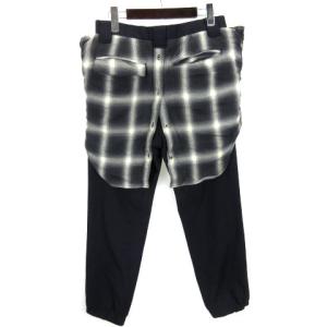 MIHARA YASUHIRO シャツ巻き クロップドパンツ チェック ジッパーフライ 51132162 44 ネイビー