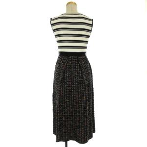GRACE CONTINENTAL 19AW ツイード タイト ニット ワンピース ノースリーブ 36 ブラック系 230306E ECS