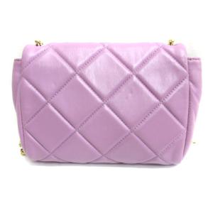 Salvatore Ferragamo キルティング ショルダーバッグ チェーン ヴァラリボン パープル系 ECS