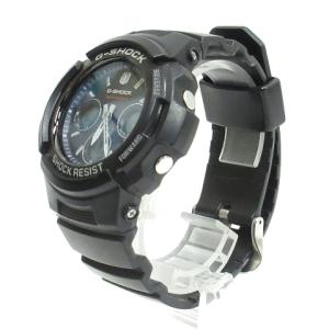 CASIO G-SHOCK 腕時計 アナデジ 電波ソーラー 文字盤ネイビー AWG-M100SB-2AJF ブラック SM0