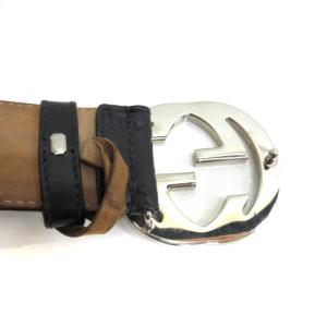 GUCCI 411924 グッチシマ レザー インターロッキングG ベルト 85・34 ブラック
