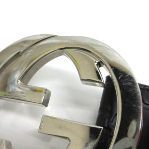 GUCCI 411924 グッチシマ レザー インターロッキングG ベルト 85・34 ブラック