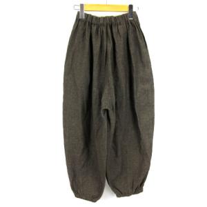 JURGEN LEHL ワイド イージー バルーン パンツ ロング リネン混 L ブラウン ECS