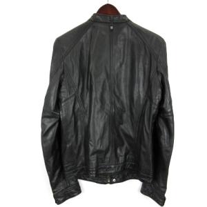 DIESEL ラムレザー シングル ライダース ジャケット ジップアップ S ブラック SM0