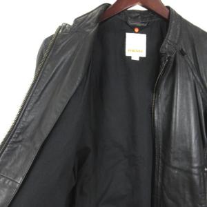 DIESEL ラムレザー シングル ライダース ジャケット ジップアップ S ブラック SM0