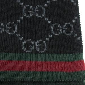GUCCI 325806 3G206 1062 マフラー GG柄 シェリーライン ウール ブラック